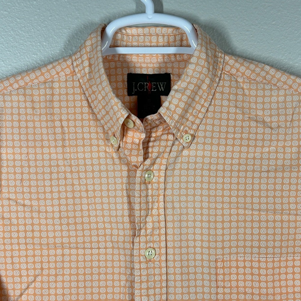 J.Crew Mens Small Peach Coral Medallion Print Cotton Button Down Shirt LS